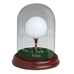 Glass Dome Trophy With Tee For Eagle, Double Eagle & Best Round - Cherry