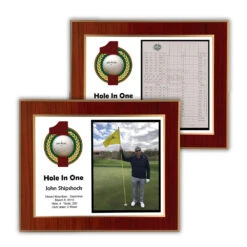 Hole In One Horizontal Laminated Plaque - Red Mahogany